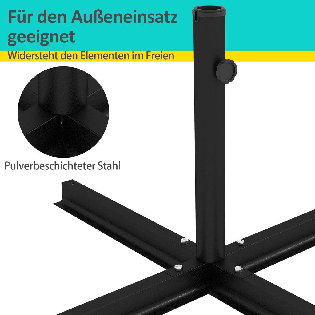 Parasol Base. Cross Base. Weatherproof. 100 X 100 X 75 Cm. Black