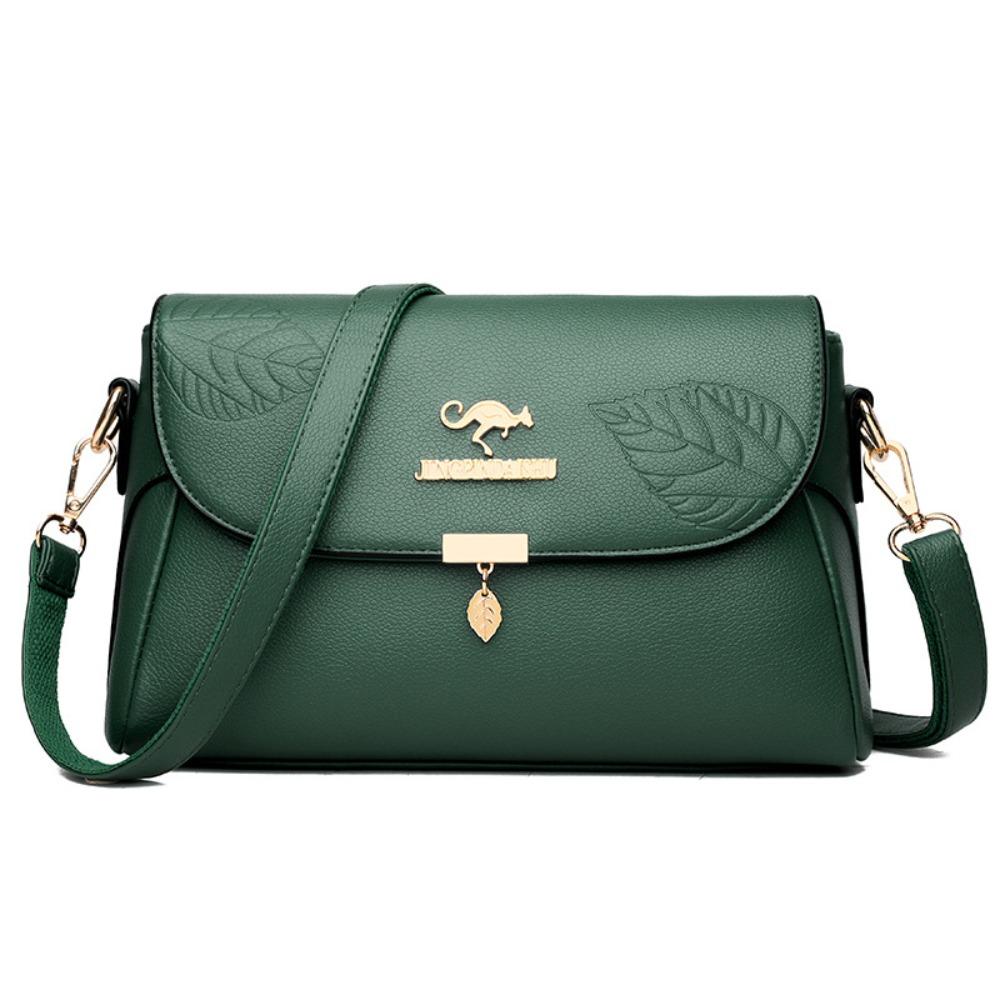 

Durable Multi Pocket Shoulder Bag Zipper Small Square Bag Fashion Middle Aged Mom Bag Travel зелёный