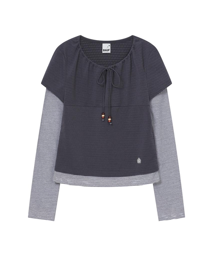 BAUF Shirred Layered Long Sleeve [Charcoal]