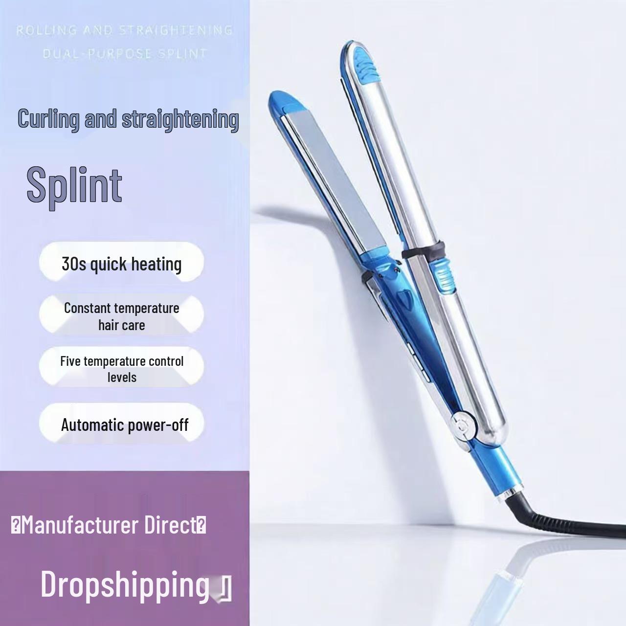 Stainless Steel 2-in-1 Hair Straightener & Curler EU Plug
