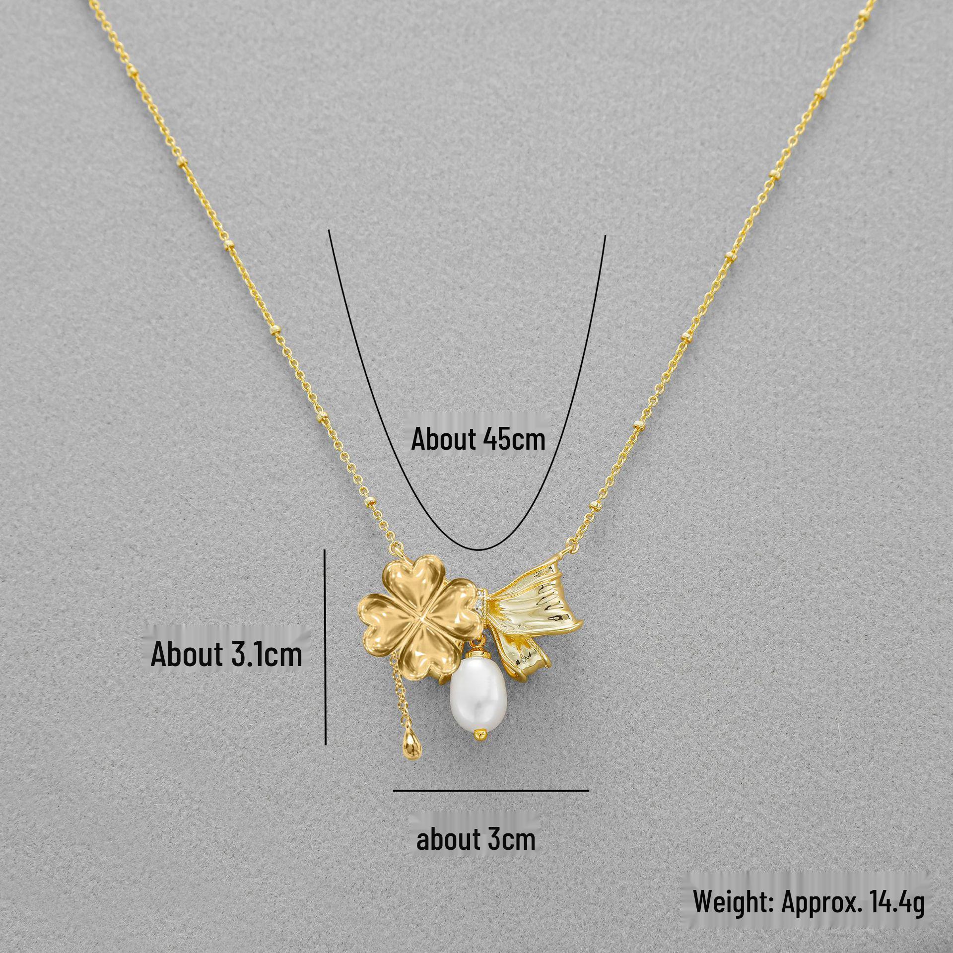 KS Love Series Bow & Pearl Necklace and Earrings Set
