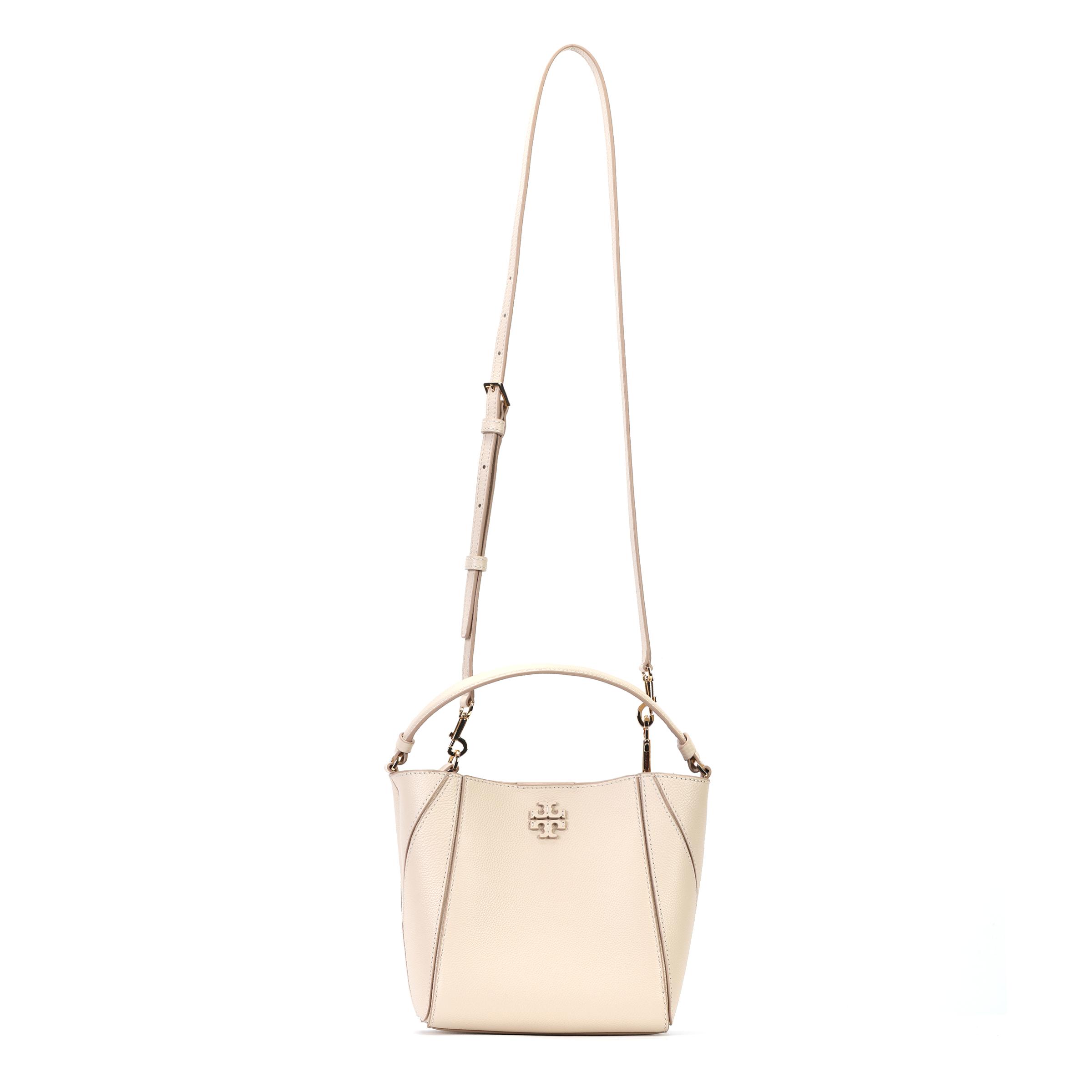 

Tory Burch Mcgraw Logo Magnetic Closure Bucket Bag Women Handbags Cheese-White 158500-724 Basic Set (Bag+Dust Bag)