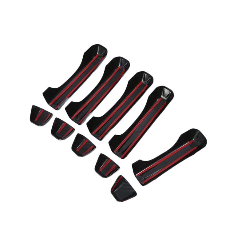 For Jeep Wrangler JL 2018+ ABS Silver/ Carbon Fiber look 10pcs Car Door Handle Cover Trim Styling decorative Accessories