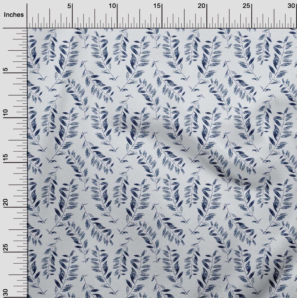 oneOone Cotton Flex Light Dusty Blue Fabric Leaves Diy Clothing Quilting Fabric Print Fabric By Yard 40 Inch