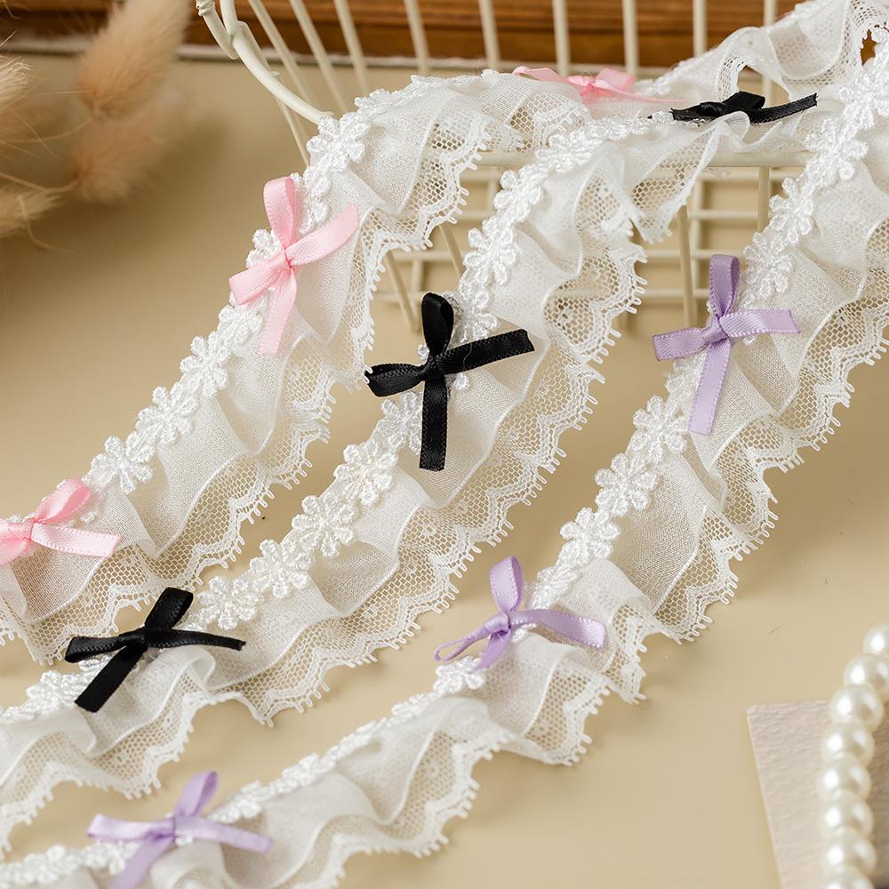 2Meters Doll Clothes Pet DIY Lace Trim Ribbon For Decorative Clothing Sewing Accessories Needlework Bow Fabric DIY Crafts Supply