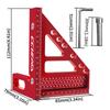 Imperial 3D Multi-Angle Measuring Ruler, 45/90 Degree Aluminum Alloy Woodworking Square Protractor for Engineer Carpenter