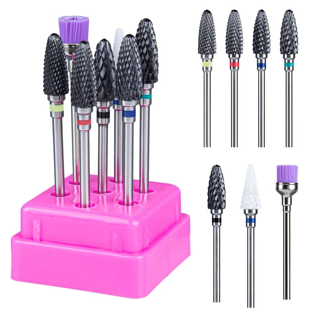 7pcs Ceramic Nail Drill Bits Set Milling Cutter for Manicure Machine Accessories Rotary Burrs Pedicure Cutter for Remove Gel Bit