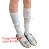 Women Lace Patchwork Calf Sock Knee Length Socks Lacing Up Knee Sock Fashion Mesh Knee Stockings Sexy Mesh Calf Socks
