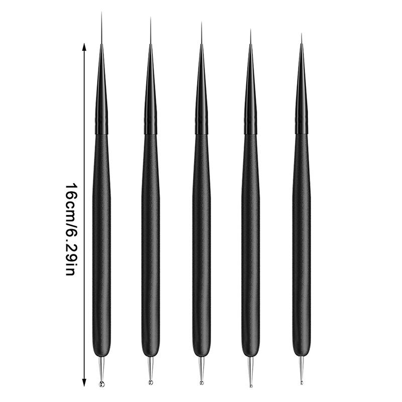 

5Pcs Dual-Use Nail Art Liner Pen Dotting Bead Nail Painting Brush for UV Gel Extension Manicure Tool чёрный