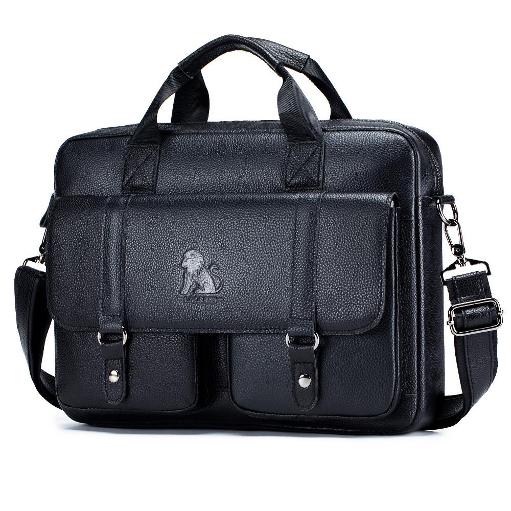 Premium Cowhide Men's Briefcase: Large Capacity Business Handbag