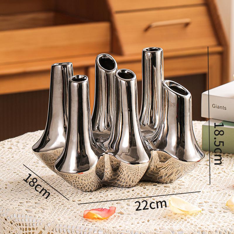 Kreative Handgemachte Keramik Abstrakte Vase Korallenriff Mehrere Öffnungen Blumenarrangement Blumenvase Heimdekoration Zubehör