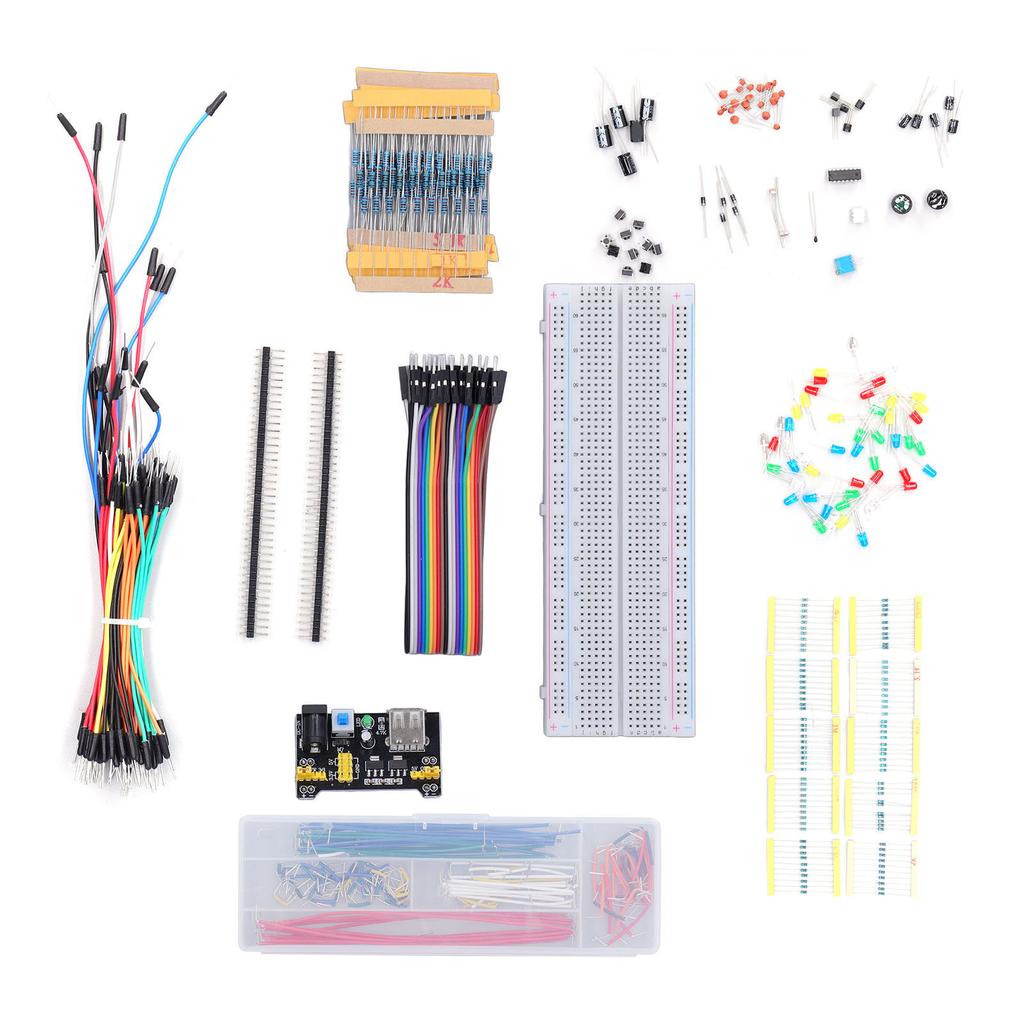 Electronic Starter Kit Solderless Jumper Wires Resistor Assortment Capacitors LED Set for STM32