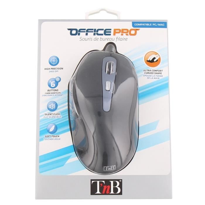 T'nB Wired OFFICE Mouse - 6 Buttons - 2400 DPI - Windows/Mac