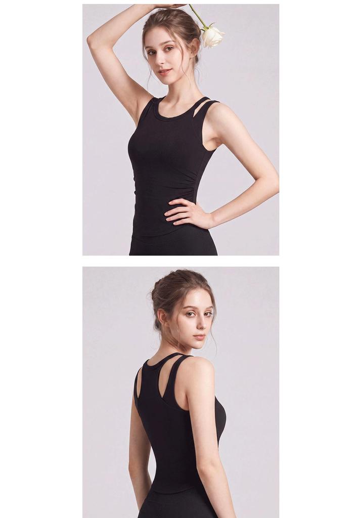 Women's European & American Yoga Vest: Layered, Waist-Cinching, Slimming, Quick-Dry, Breathable Sports Fitness Top