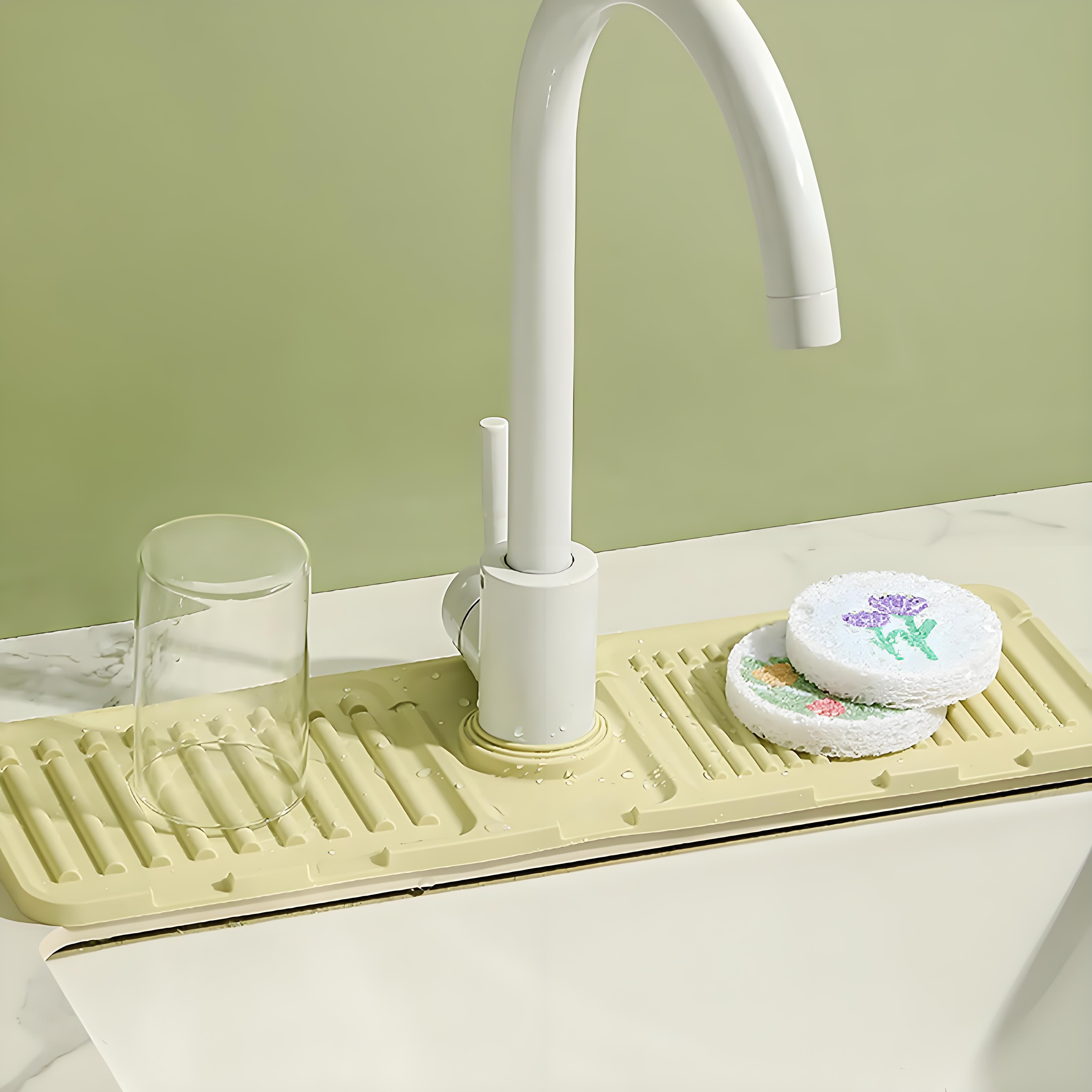 

Quick-Dry Silicone Sink Mat Splash Guard | Protective Tray for Kitchen & Bathroom | Non-Slip Fast Drying All Sink Types зелёный