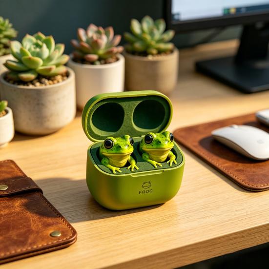 Cute Animal Shaped Bluetooth-compatible Earbuds 3D Frog Eagle Zebra Wolf Lion Animal Wireless Earbuds with Charging Case for Teens Adults