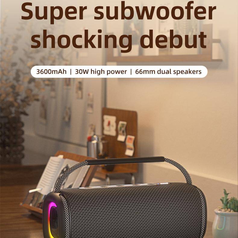 Rockmia Fresh New 30W RGB Wireless Bluetooth 5.3 Portable Stereo Music Boombox Speaker with RGB Light EBS-617 Waterproof