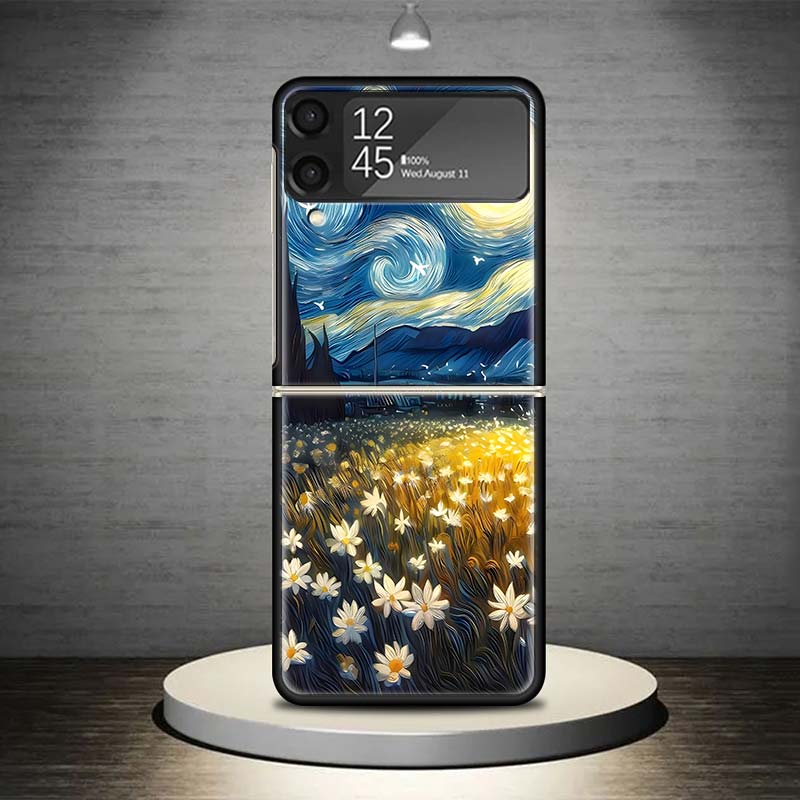 Starry Night Van Gogh Art Phone Case For Samsung Galaxy Z Flip 7 6 5 4 3 5G Shockproof Cover Z Flip7 Flip6 ZFlip5 Flip3 Flip4 Lu