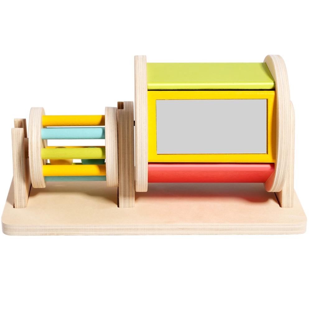 

Деревянные игрушки для выкладывания на животик 2-в-1 Цветной катящийся барабан Игрушка Высококачественный вращающийся барабан Детская игрушка Подарок