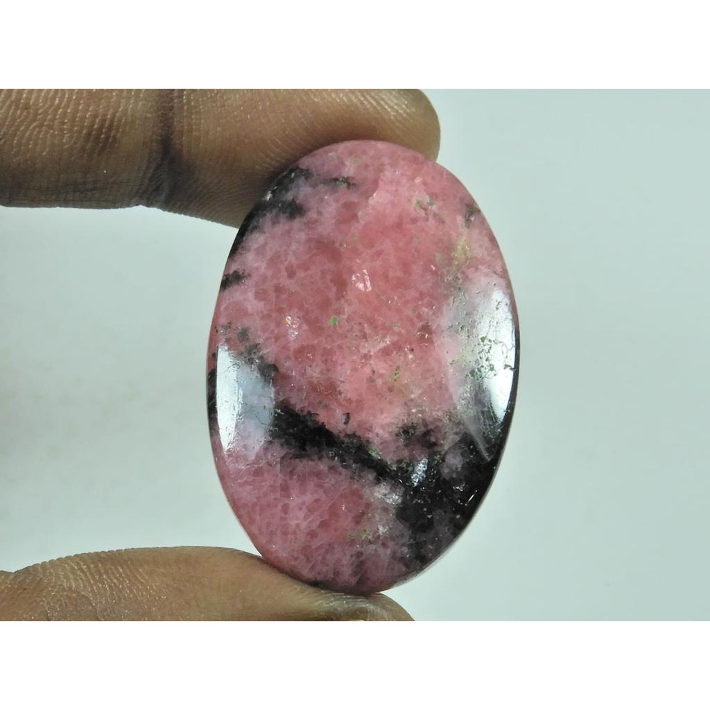 24X37X06MM Natural Pink Rhodonite Designer Oval Cabochon Loose Gemstone G-96
