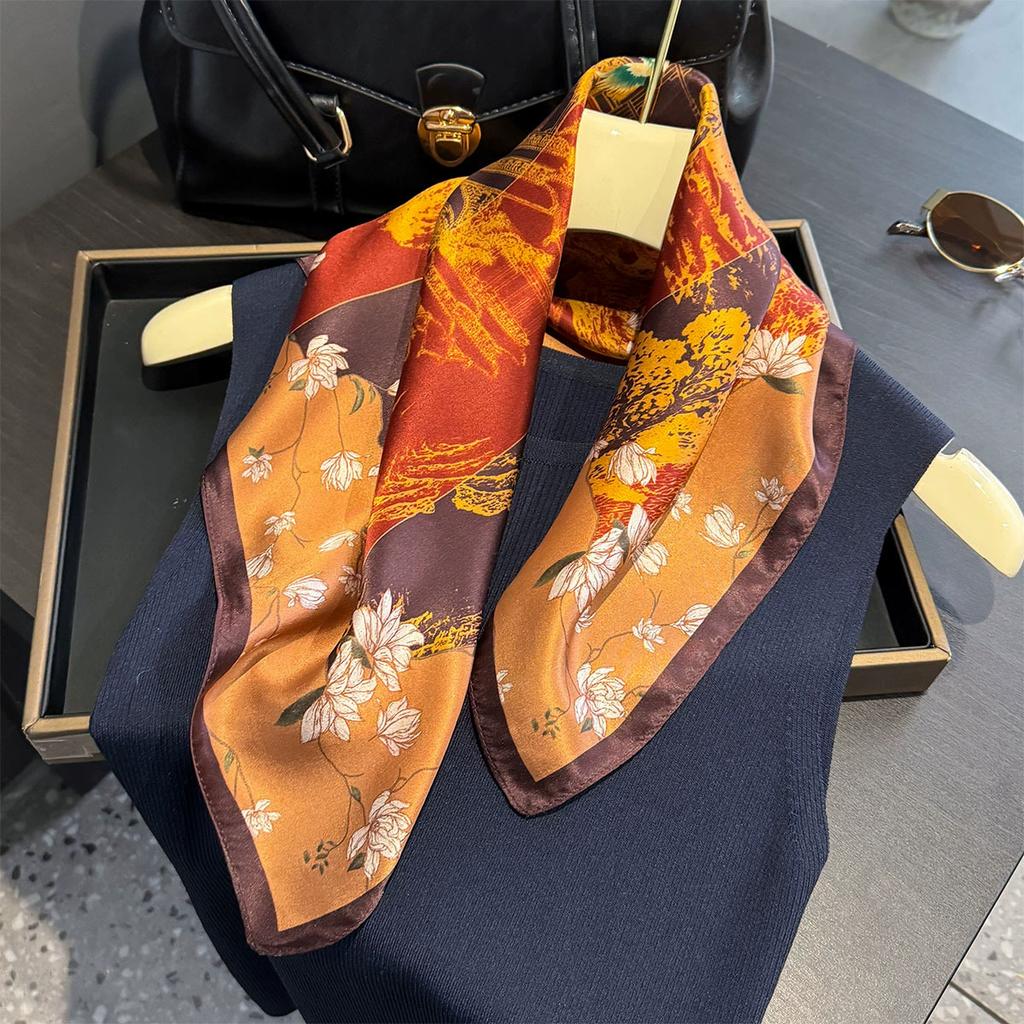 New 100% Natural Real Silk Scarf Women Bandana Square Scarves Wrap Kerchief Mulberry Fashion Luxury High Quality Hijab Sjaal