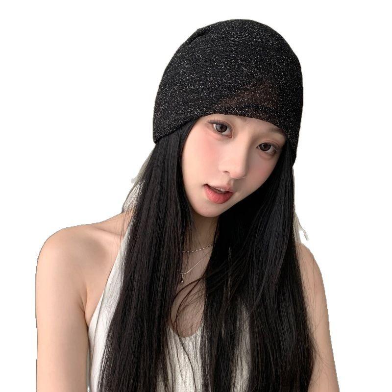 Women's Spring Summer 3D Lace Slouchy Hat Breathable Thin Hollowed-Out Head Covering Hat Street Versatile Niche Pull-On Hat