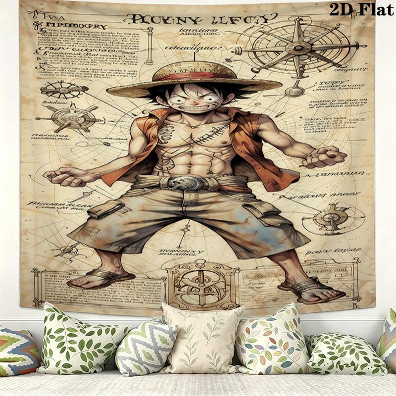 One Piece Monkey D Luffy Vægtæppe Æstetisk Vægophæng Trykt Stof Tæppe Dekorative Vægtæpper Til Soveværelse Stue Boligindretning