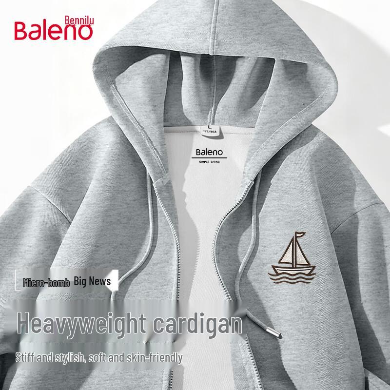 Baleno Men's Casual Hooded Zipper Knit Hoodie