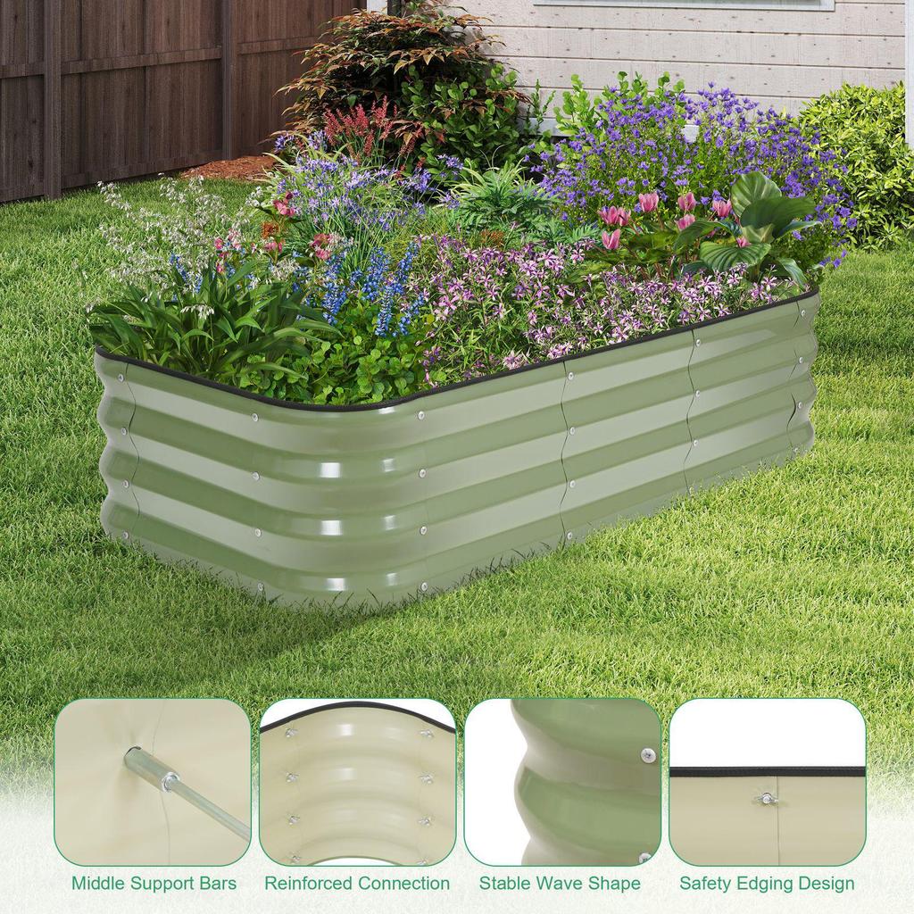 Galvanized Steel Modular Planter Box for Outdoor Vegetables & Flowers - Ideal for Patio, Backyard, or Balcony.