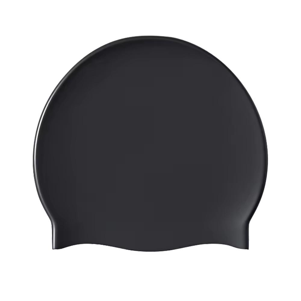 Oversized Black Silicone Waterproof Swim Cap with Long Hair Braid, Wild Hair Bun, Hair Care Cap, Blue, White, Universal