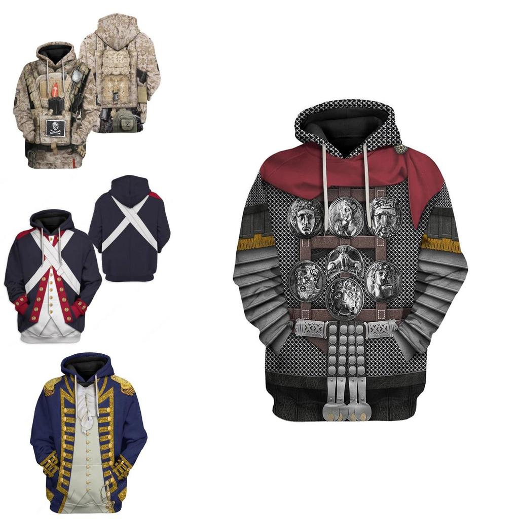 Historical Army Uniforms 3d Pattern Hoodie Cosplay Sweatershirt For Men And Women