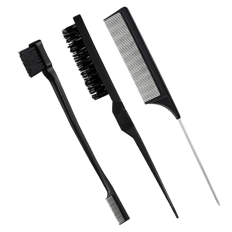 3 Stück/Set Slick Back Haarbürsten-Set Borstenhaarbürste Kantenkontrollbürste Toupierkamm für Damen