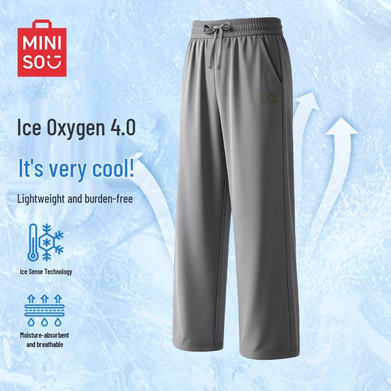 

MINISO Men s Spring/Summer Ice Silk Straight-Leg Casual Pants XL