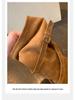 Women's 6CM Inner Height Retro Western Knee-High Cowboy Boots with Round Toe, Buckle Strap, and Soft Ruched Design.
