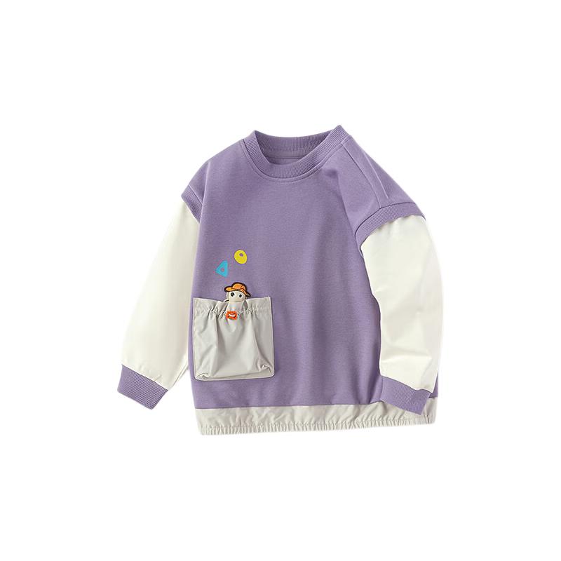 Balabala balaOne Boys' Faux Two-Piece Colorblock Long Sleeve Sweatshirt