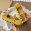 French bow sweet ballet shoes women's 2025 spring and summer new soft sole with skirt jk Mary Jane small leather shoes