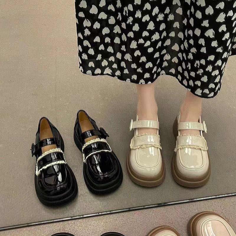 College platform Mary Jane single shoes women's summer new versatile student retro big head small leather shoes