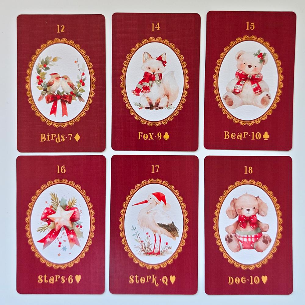 9*6cm Christmas Carol Lenormand Deck 42 Pcs Cute Christmas-themed Lenormand Cards Printed On 350GSM Double-embossed Cardstock