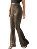 Women's Fashion Sexy High Waist Gold Velvet Ribbed Flared Pants