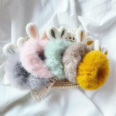 Women Fashion Plush Hair Tie Cute Rabbit Tie Hair Head Rope Ponytail Holster