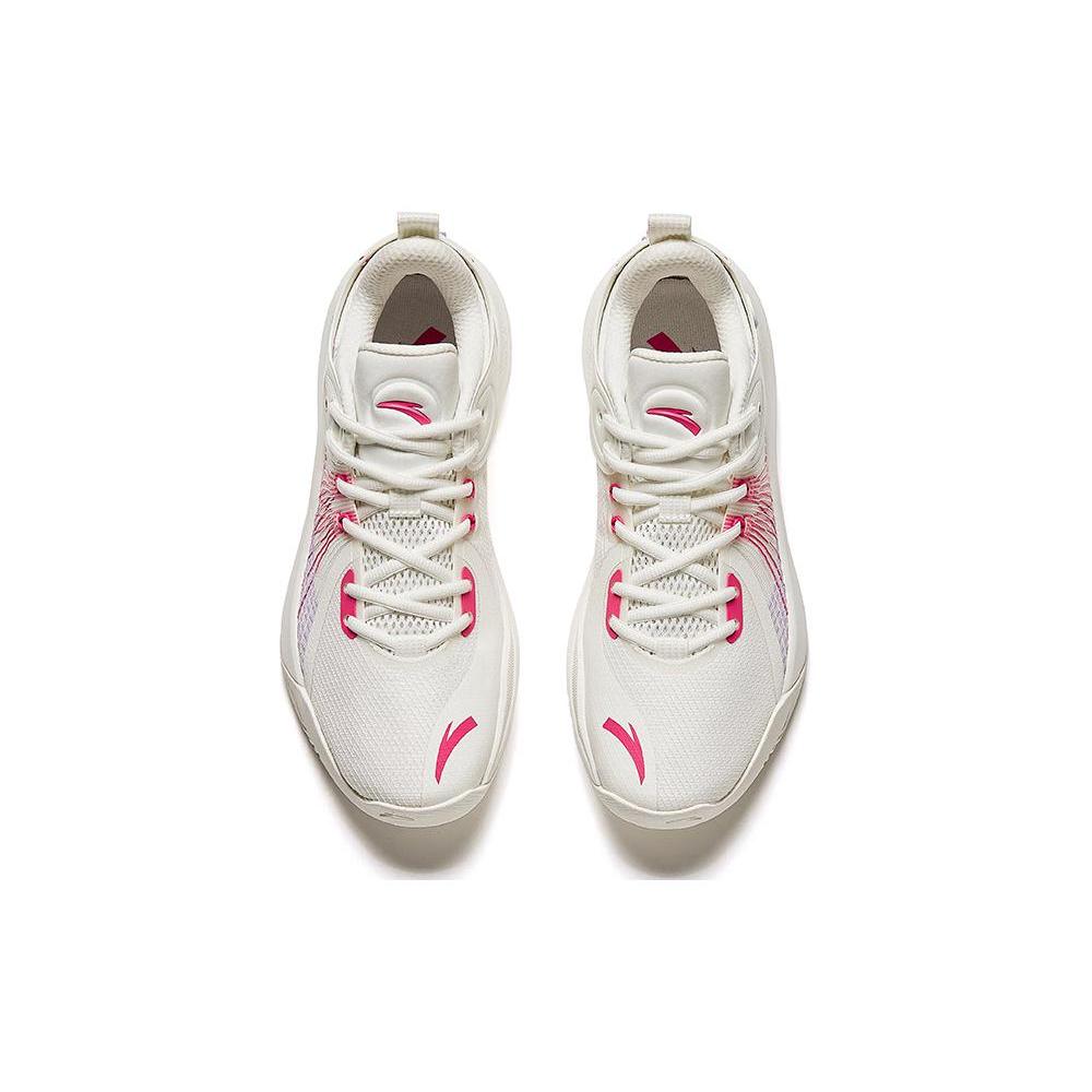 New Anta Cushioned Slip Resistant Low Top Basketball Shoes Men's White Pink 112421607-1