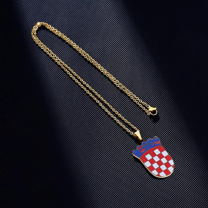 Croatia Map Pendant Necklace Fashionable Croatian Flag Neckchains Adjustable Ethnic Collarbone Chains Couple Jewelry