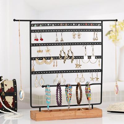 6-lagiges 140-Loch Ohrring-Schmuckgestell Desktop Vertikale Ohrringaufbewahrung Schmuck-Ausstellungsständer Armband Halskette Ausstellungsständer