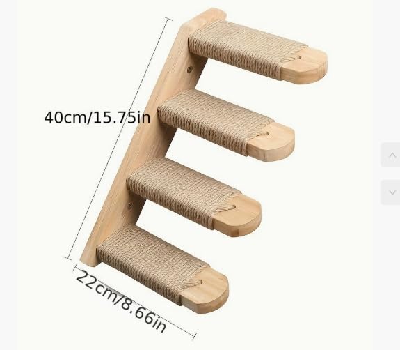 Scări de perete pentru pisici, Lemn de cauciuc cu frânghie de cânepă și suport antiderapant, Instalare ușoară, Zonă de joacă pentru pisici, Produs original, Economie de spațiu, Pasarelă pentru pisici