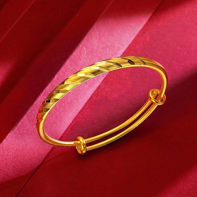 Gold-Plated Starry Dragon & Phoenix Push-Pull Women's Bangle - Non-Fading, High-End Jewelry