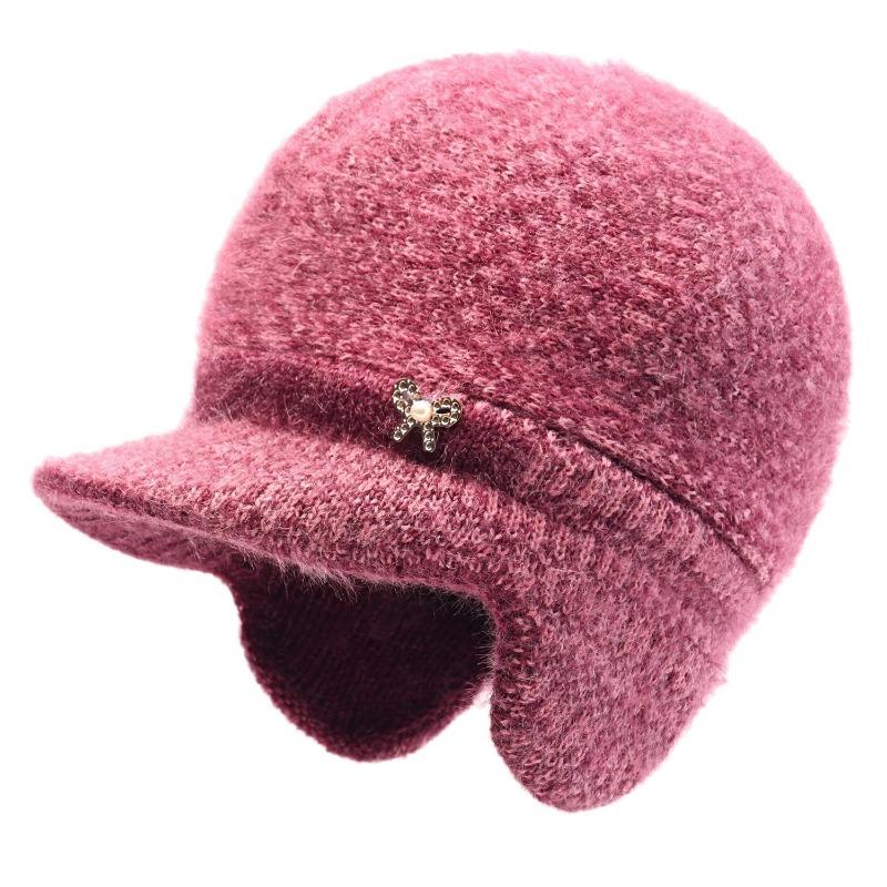Winter Hat Women's Warm Hat Rabbit Hair Ear Protector Plush Thick Knitted Wool Hat
