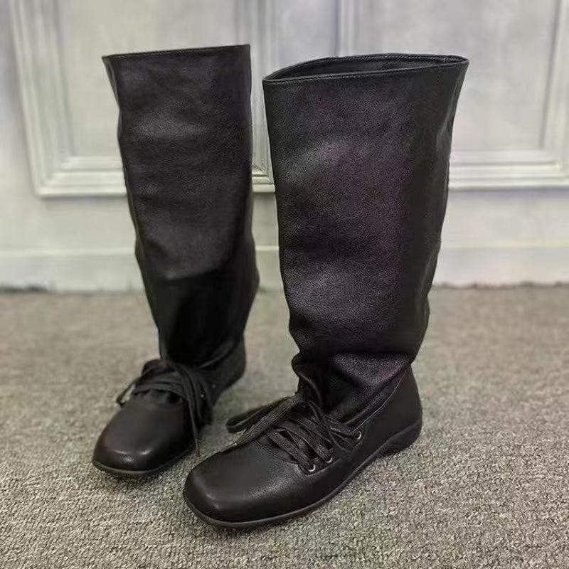 Flats Women's High Boots Designer High Knee Fashion Shoes 2025 Winter Lace Up Chelsea Boots New Trend Gladiator Botas De Mujer