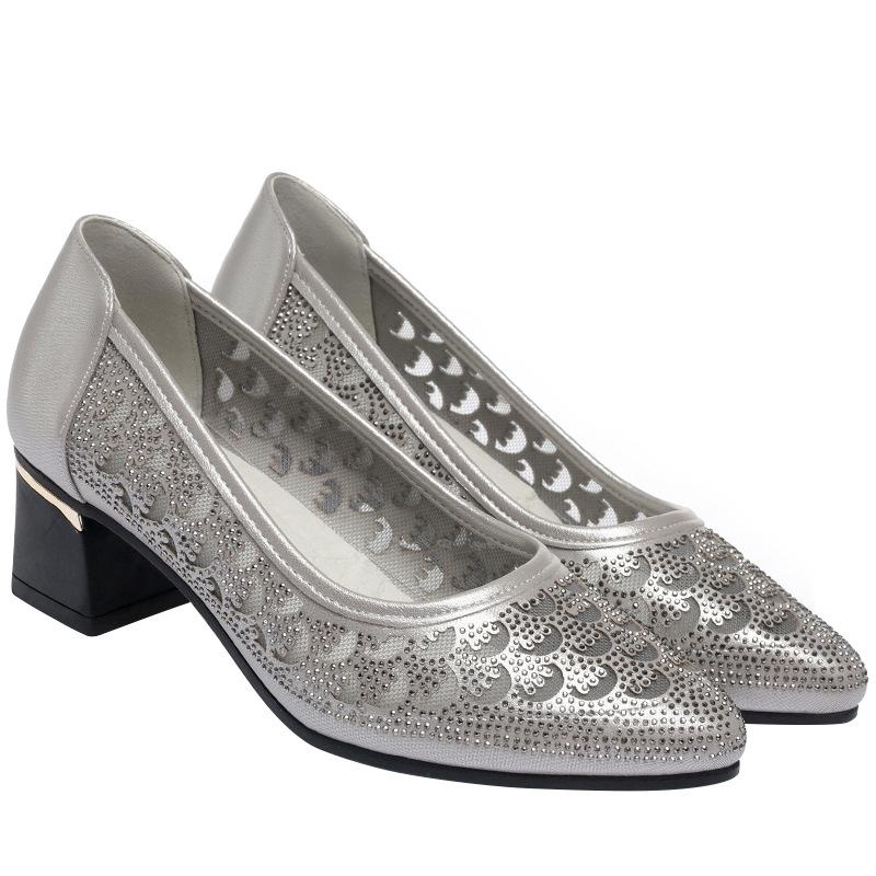 CINESSD 2023 Summer Fashion Pumps Cut-outs Women Crystal Casual Ladies Shoes High Heels Tenis Feminino Genuine Leather Sandals