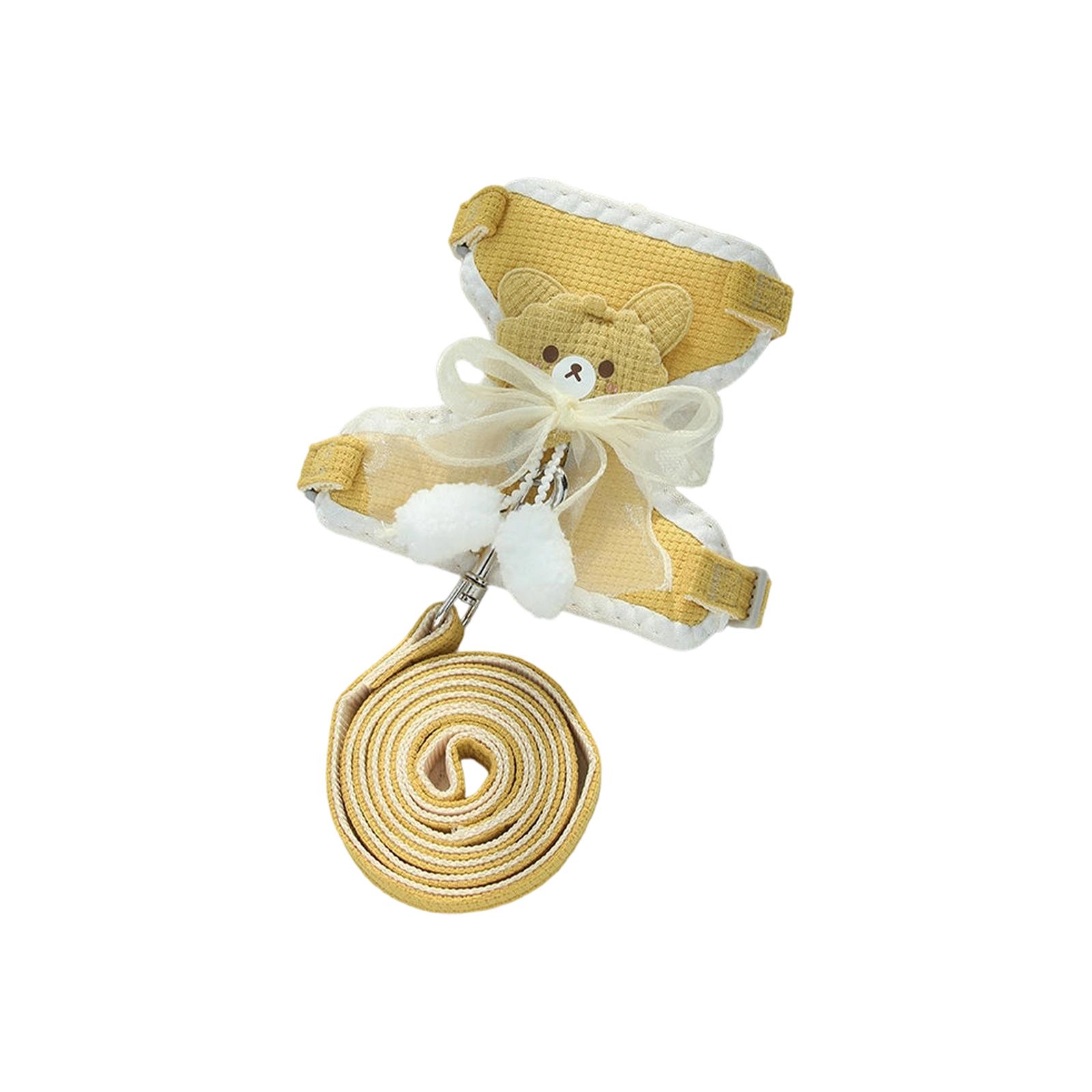 

Cute Pet And Leash Set For Small Dogs & Cats - Adjustable, Escape-Proof, Stylish Walking Gear With Multiple Colors S жёлтый