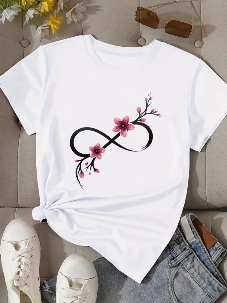 (Asian Size) Print love style cute Fashion Female Tee Top Women Clothing T Shirt Woman Short Sleeve Graphic T-shirts
